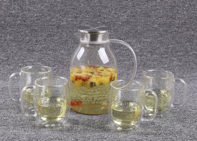 China 62 Oz Glass Tea Infuser Set Stainless Steel Cover With 4 Double Walled Cups for sale