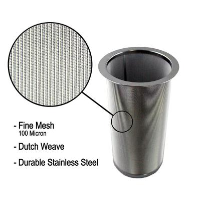 China 18/8 Stainless Steel Cold Brew Coffee Maker Filter Cylinder 8.3cm Top Dia for sale