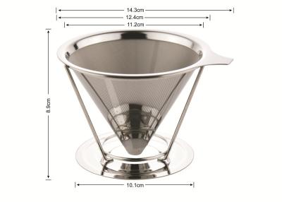 China 18/8 Stainless Steel Custom Logo Custom Design Pour Over Cone Coffee Dripper for sale