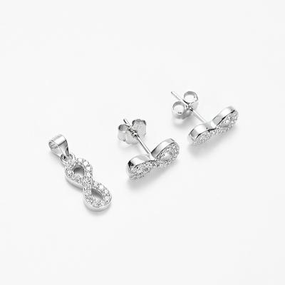 China New Arrival FASHIONABLE Infinity Earring Stud Pendant Tasty Jewelry Sets 925 Sterling Silver for sale