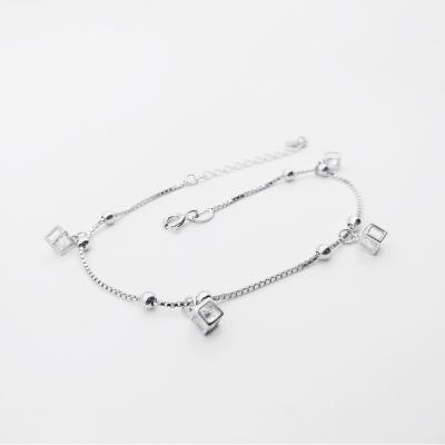 China JM FASHION Hot Sale 925 Silver Bracelet Square Shaped Zircon Diamond Bracelets 925 Sterling Silver Charm Bracelet for sale