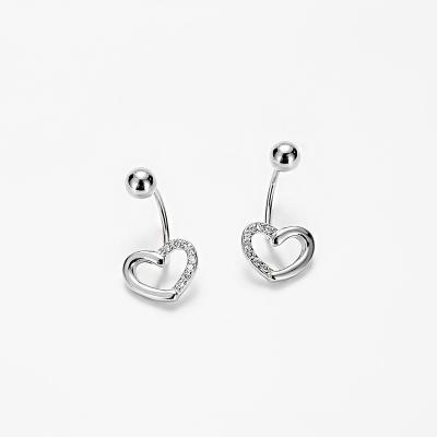 China Factory Price TRENDY Heart Shape Earrings Claw Set 925 Silver Earrings Screw Back for sale