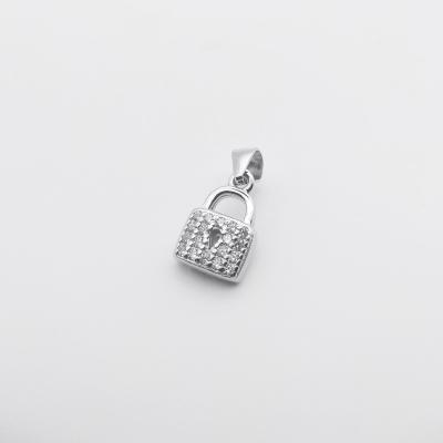 China New Design CLASSIC Minimalist Lock Pendant Gemstone 925 Sterling Silver Pendant for sale