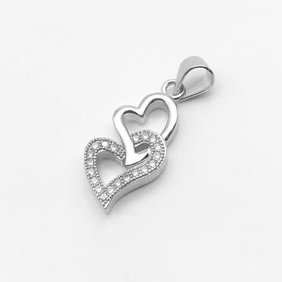 China Good Quality Fashionable Double Hearts Shaped Jewelry Pendant 925 Sterling Silver for sale