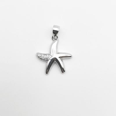 China Customized High Quality FASHIONABLE Starfish Rhodium Plated 925 Silver Pendant for sale