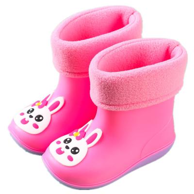 China Wholesale Boy Animal Plush Water Currency Children's Rain Boots Cartoon Baby Girl Rain Shoes Warm Shoes for sale