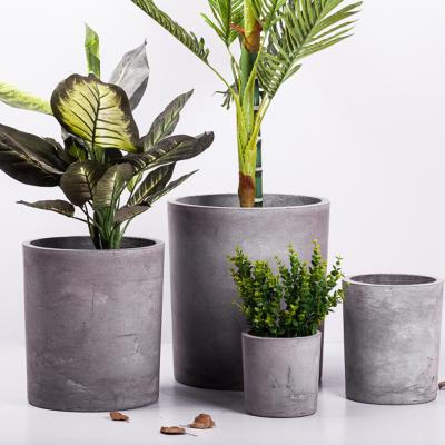 China Modern Simple European Style Breathable Round Cement Flowerpot Flowerpot Villa Courtyard Garden Landscape European Wholesale for sale