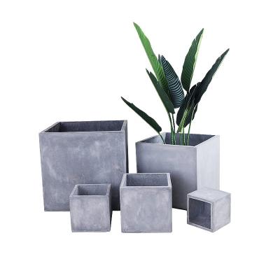 China Large Flower Pot Yard Balcony Floor Breathable Square Cement Flowerpot Succulents Clay Magnesium Bonsai Customizable for sale