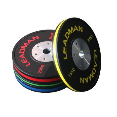 China Leadman Gym Equipment Weight Plate Kilogram Pound Black Competition Durable Custom Rubber Band Premium Color Plate Bumper Set for sale