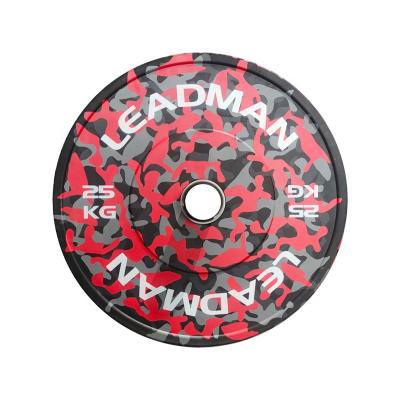 China Weightlifting Exercise Camouflage New Design Weightlifting Barbell Weight Bumper Plates for sale