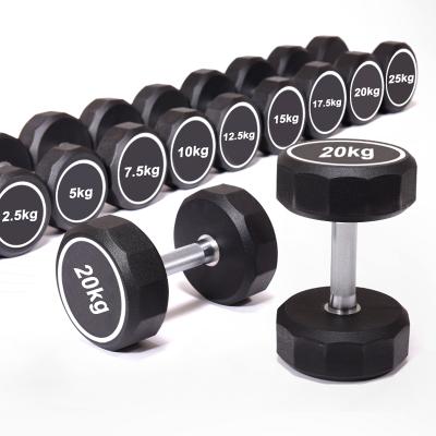 China Durable Gym Equipment TPU Cast Iron Round Dumbbells Set Fitness Ten Side Dumbbell for sale