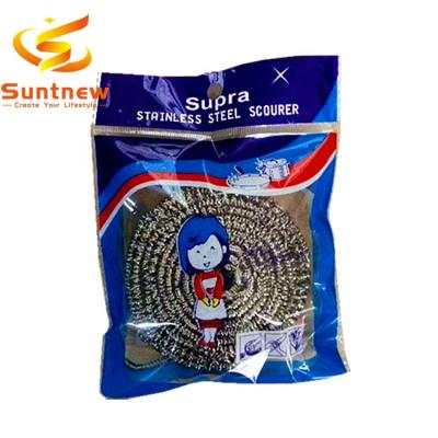 China Durable Washing Galvanized Plate Metal Sponge Stainless Steel Wire Wool Scourer for sale