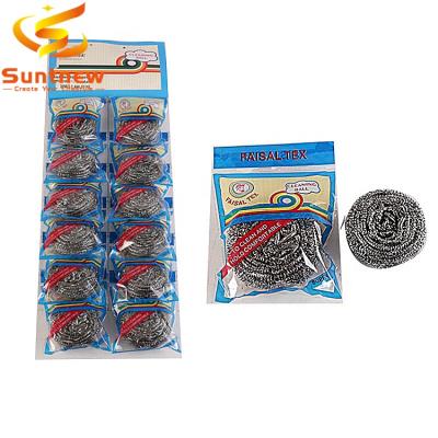 China Blister Card Kitchen Stainless Steel Scourer Sustainable Aisi 410 Dish Cleaning Scourer 12pcs for sale