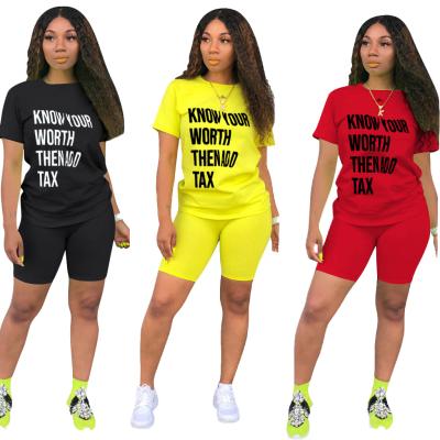 China Casual Short Women Plus Size Sportswear Two Piece Letters Sets Printed Outfits Women Two Pieces Tracksuits for sale