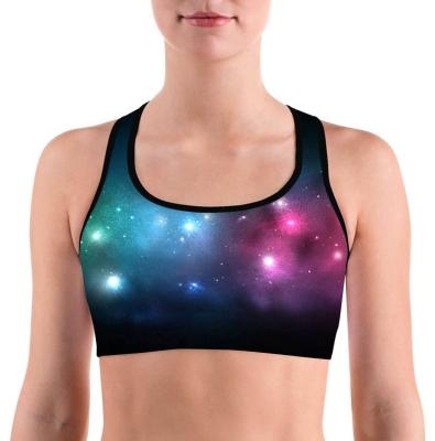 China Women Sports Bra Space Galaxy Girl Runner Anti-UV Custom Printing Back Bras For Yoga Gym Wear for sale