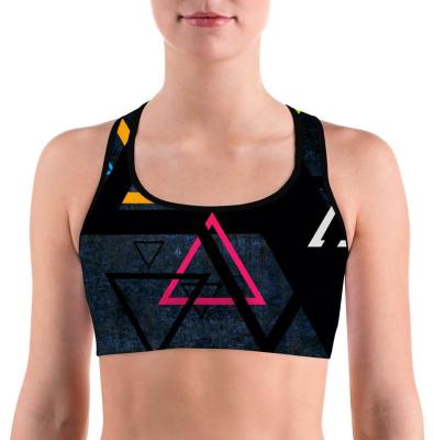 China Women Racerback Sports Bras Anti-UV Triangle Printed Cool Sportsbra Workout Gym Activewear Bra For Recycling Running Yoga Fitness BJJ for sale