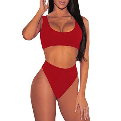 China Pink Breathable Crop Top Queen Women's Cheeky Waisted Bikini Set Set Two Piece Swimsuits for sale