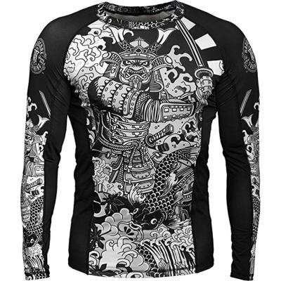 China Men Compression Anti-UV Shirt Long Sleeve No Gi Attacking Jiu Jitsu Muttahida Majlis-e-Amal Black White for sale