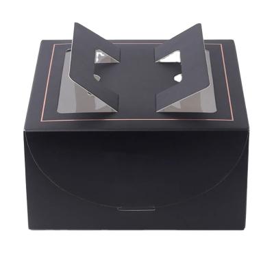 China Hot Selling Recyclable Materials Food Packaging Products Folding Boxes Manufacturer Custom Black Cake Boxes With Window for sale