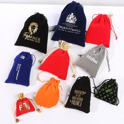 China Custom Jewelry Shoe Velvet Dust Bags Bread Small Bags Jewelry Packaging Screen Printing Custom Drawstring Pouches Packaging for sale