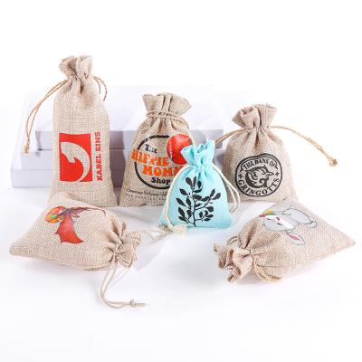 China Custom Jewelry Burlap Canvas Bags Packaging For Eye Cream Packaging Jute Wine Drawstring Bags Jewelry Bags for sale