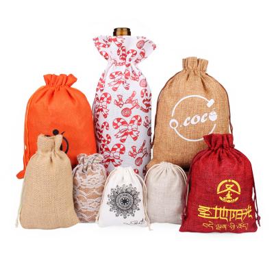 China Custom Jewelry Burlap Bags as Packaging for E-Cigarettes Packaging Jute Dust Drawstring Bags Jewelry Bags Wholesale for sale