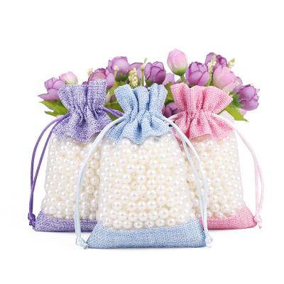 China Jewelry Fashion Style Colors Burlap Organza Lace Gift Storage Burlap Tote Grocery Bag for sale