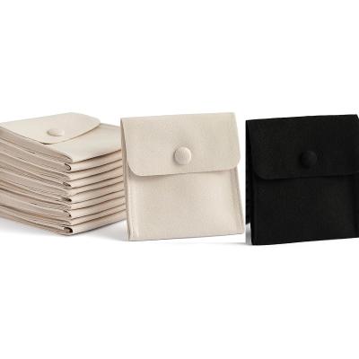 China Beige Black Instant Gift Packaging Factory Microfiber 10*10CM Button Jewelry Pouch Bags for sale