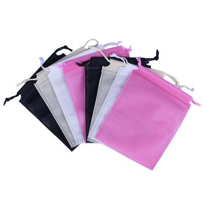 China Ebay Stock 35*45CM Recyclable Nonwoven Gloves Gift Ice Cream Drawstring Bags Pink Black Beige for sale