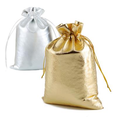 China Wholesale Gold Silver Drawstring Bags Jewelry Pouches With Drawstring 13*18Cm Manufacturer Candy Gift Bags for sale