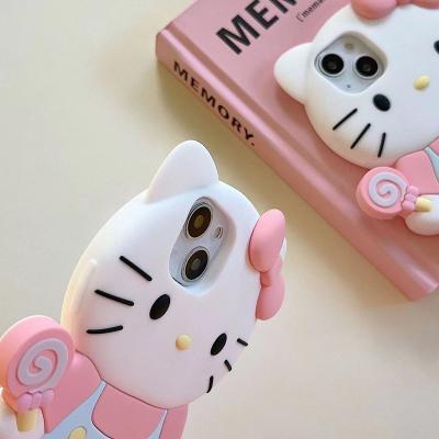 China Shockproof Antiman Hot Selling Luxury 3D Cartoon Cute Cute Kitty Cat Soft Silicone Case for Apple for iPhone 7 8 Plus 14 Pro 12 Pro Max for sale