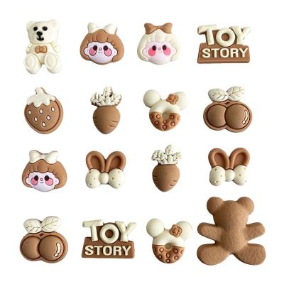 China Brown Shoe Buckle Series PVC Shoe Accessories Decorations PVC Shoe Lovely Charms Soft Rubber Wholesale Custom for sale