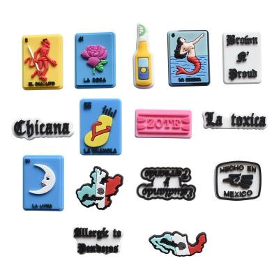 China Wholesale New Design Fashion Mexican Shoe Decoration Shoe Clog Charms Soft Rubber PVC Shoe Lace Charms for sale