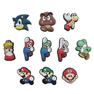 China Drag Fang Charm Super Mario Accessories 11styles PVC Shoe Charms Hot Game for sale