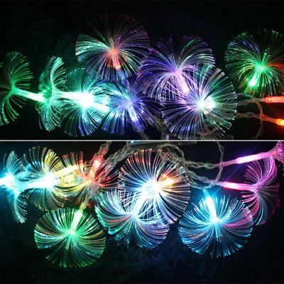 China Christmas Party Hoom Decoration Fiber Optic Desktop Flower String Light Battery Operated Festivals Decoration for sale