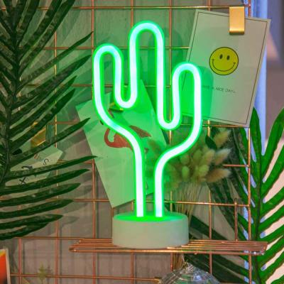 China Art Decoration Kids Bedroom Battery and USB Powered Night Light Home Decoration LED Cactus Neon Sign for sale