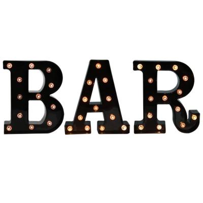 China Christmas Party Hoom Decoration BAR Illuminated Marquee Sign Lit Battery Operated Black LED Marquee Word Sign Pre-Lit Bar Light BAR for sale