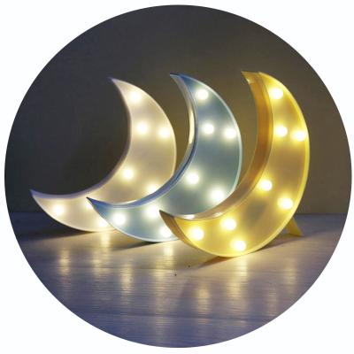 China Christmas Party Hoom Decoration Kids Moon Shape Night Light 8leds Bedroom Wall Lamps Warm White Home Decorations for sale