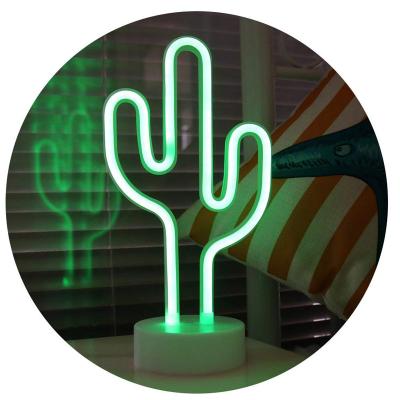 China Christmas Party Hoom Decoration Cactus Neon Signs, LED Neon Light Sign with Stand Base for Party Supplies Girls Room Decoration Prop for Luau Summer Party for sale