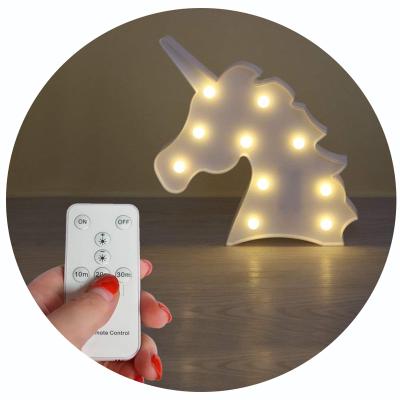 China Christmas Party Hoom Decoration Timer Animal Shaped Kids Night Light, LED Unicorn Head Table Lamps, Nursery Bedroom Night Light Remote Control Mood Light for sale