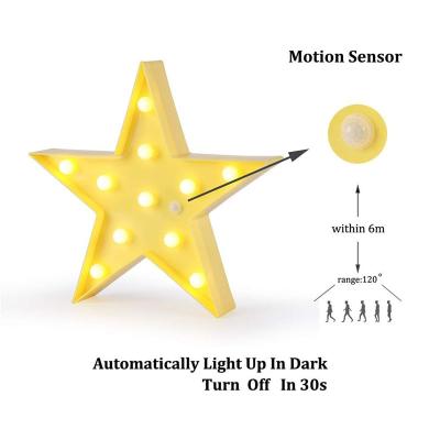 China Christmas Party Hoom Decoration LED Star Shape Motion Sensor Night Light Table Lamp Intellisense Marquee Light for sale