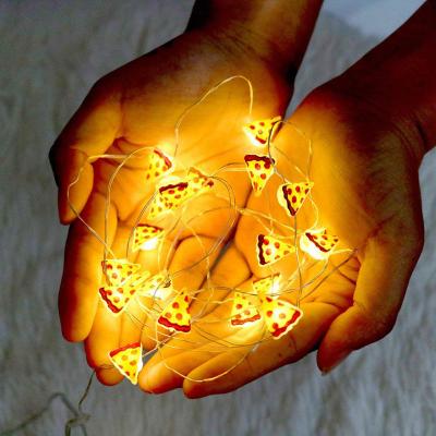 China Cute Christmas Party Hoom Decoration Pizza Shaped 20 LED Fairy String Lights Battery Operated Copper Copper Lighting for Indoor Holiday Party Kids Bedroom for sale