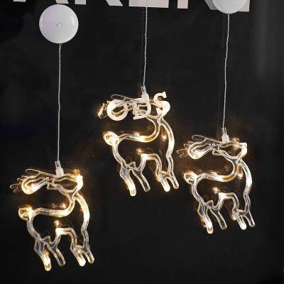 China Cool White Acrylic Battery Operated Cool White Reindeer LED Window Sucker LED Window Light Christmas Lamp Wedding Moose Hanging Moose Decoration for sale