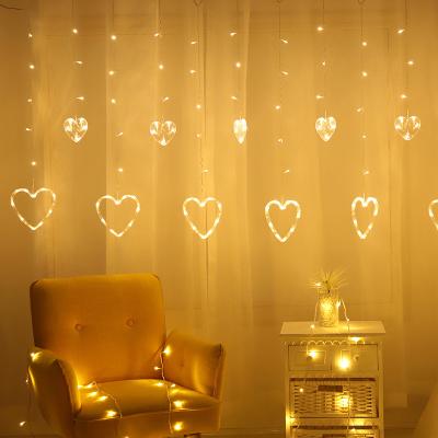 China Fairy Heart Shaped Christmas Party Hoom Decoration 138 LED Curtain String Luminarias Holiday Lighting Garland Decoration Christmas Wedding Light for sale