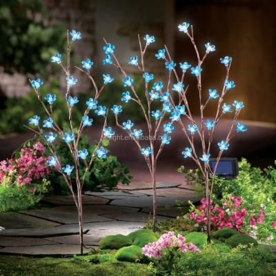 China PVC Solar Flower Branch Garden Stakes - Blue 3 Set for sale