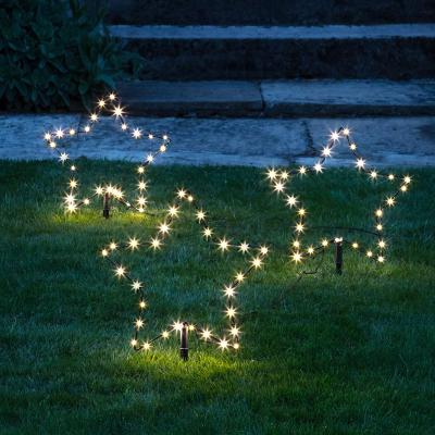 China Christmas Party Hoom Decoration Set 3 Of 90 LED Christmas Star Garden Stake Lights Plug Into 4.5V Plug Into Transformer for sale