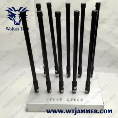 China Newest 10 Bands Adjustable Customized GPS 3G 4G 5G High Power All Cell phone Signal Jammer​ for sale