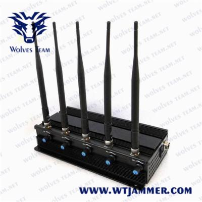 China 5 Antennas Cell Phone 40m 12W GPS Jammer for sale