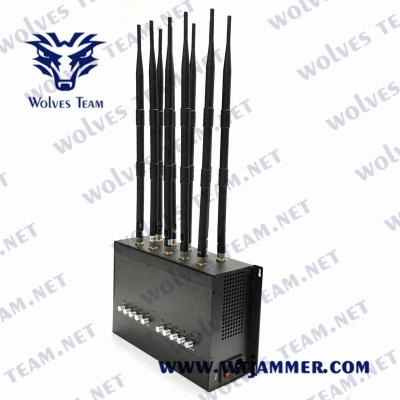 China DCS GSM GPS WIFI 50m Cell Phone Signal Jammer 3G 4G 5G 10 Antennas UHF VHF for sale