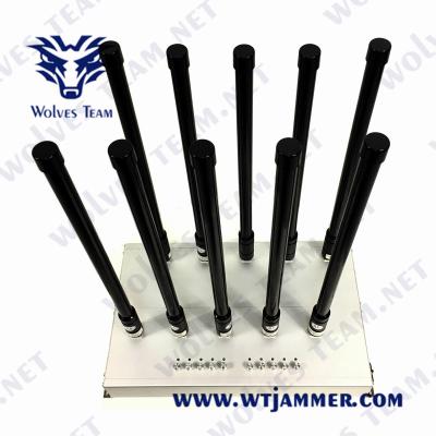 China GSM Lojack Cell Signal Jammer 10 Antenna 80 Meters 50W All Bands for sale